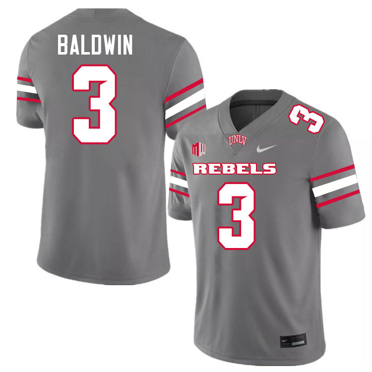 UNLV Rebels #3 Johnathan Baldwin College Football Jerseys,Uniforms-Grey
